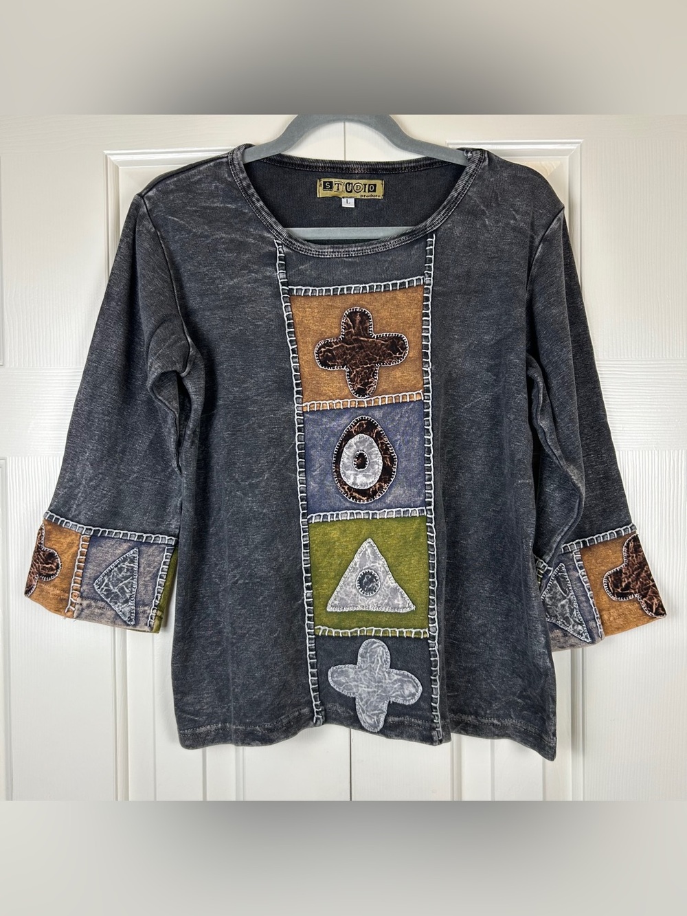 Vintage Studio Products Abstract‎ Patchwork Art Top